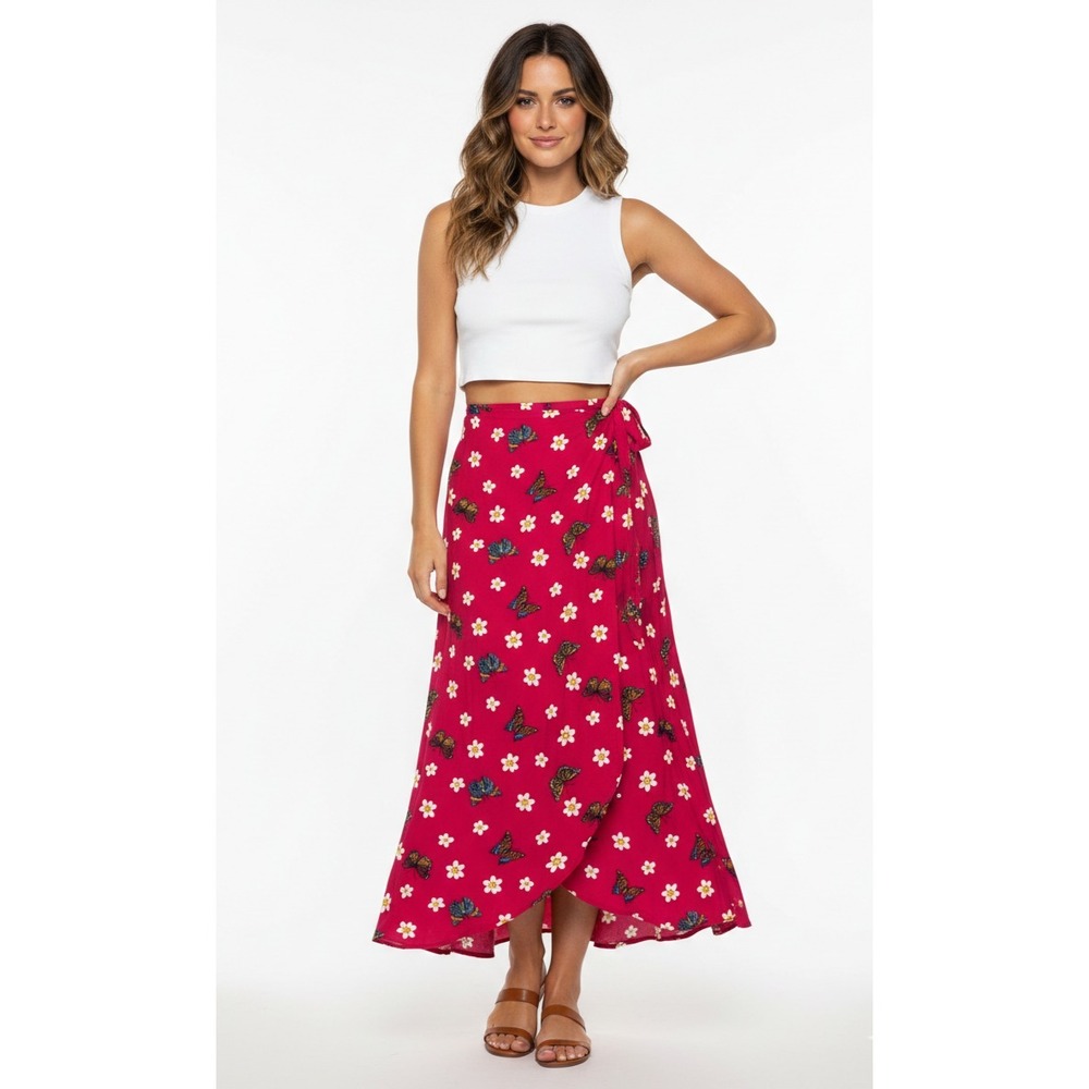 Butterfly Wrap Skirt Womens S-L Butterfly Wrap Skirt Summer‎ Festival Resortwear